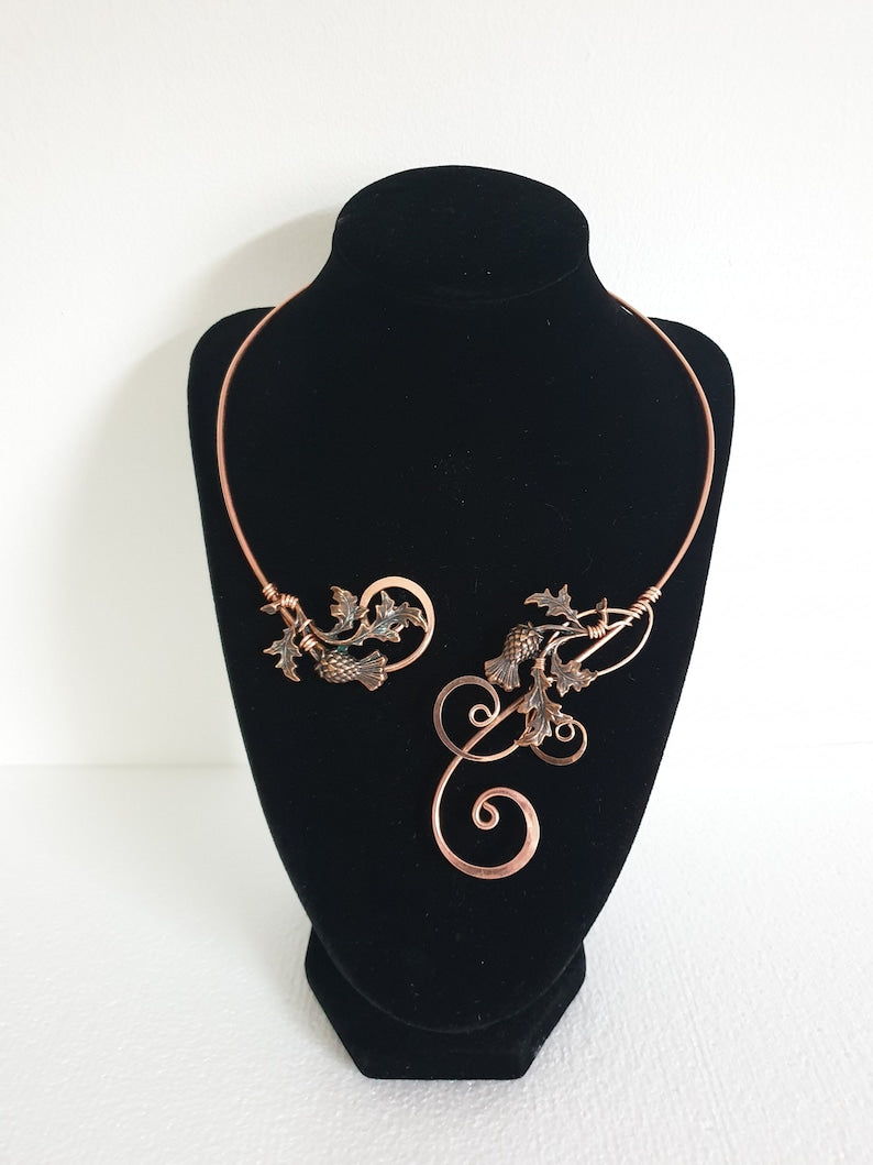 Celtic Copper thistle necklace