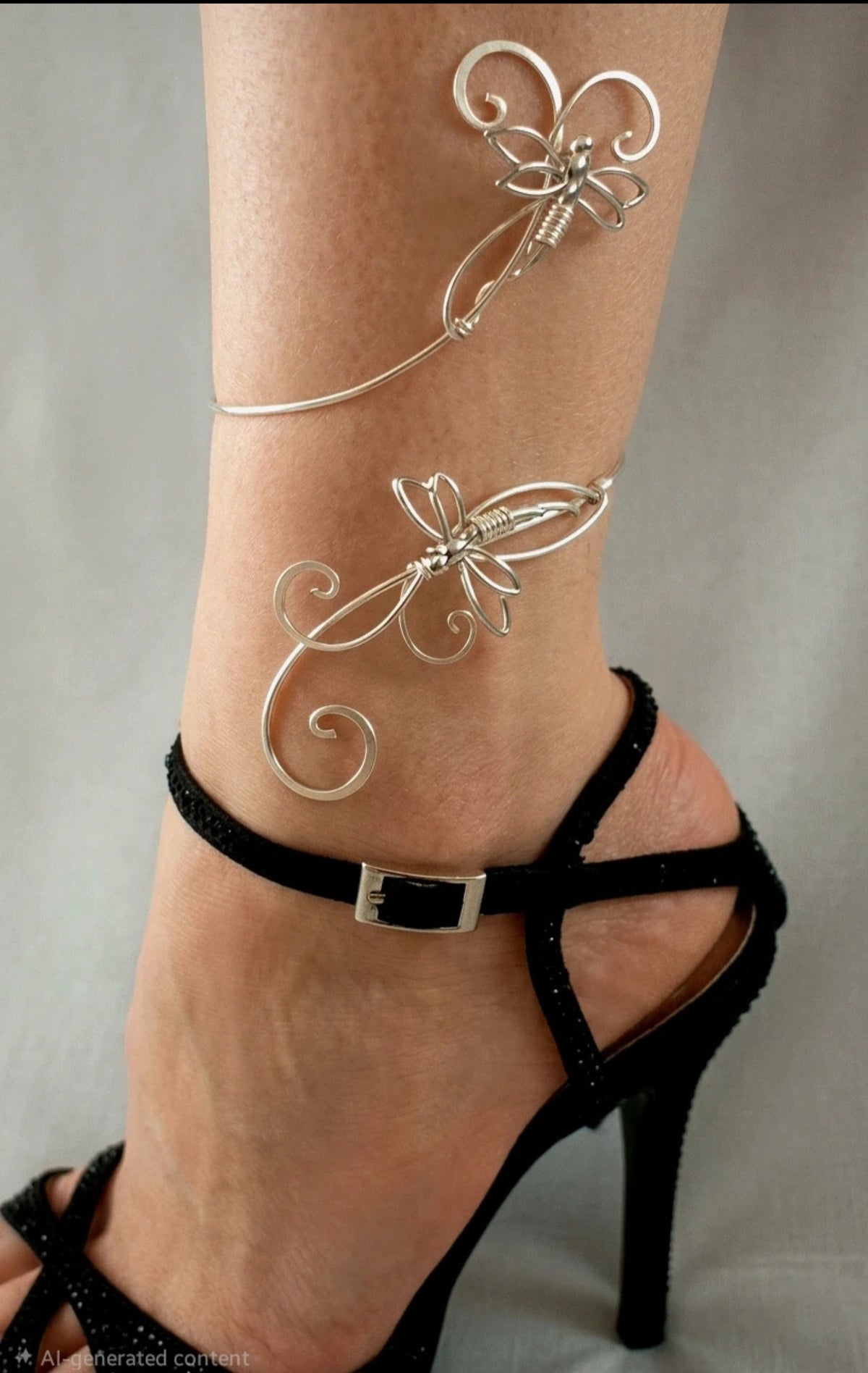 Silver Dragonfly Anklecuff