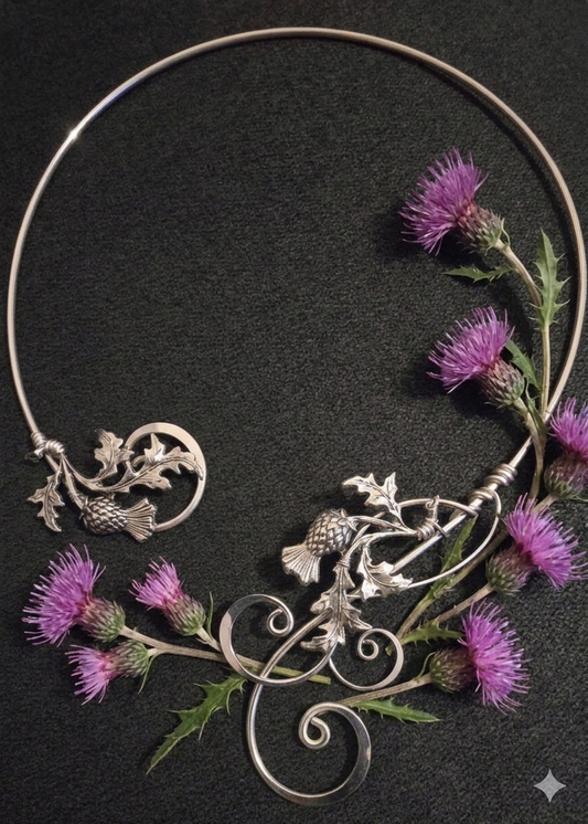 Handmade Silver Thistle Necklace for Mother's Day gift - Elvenstar Design Scotland