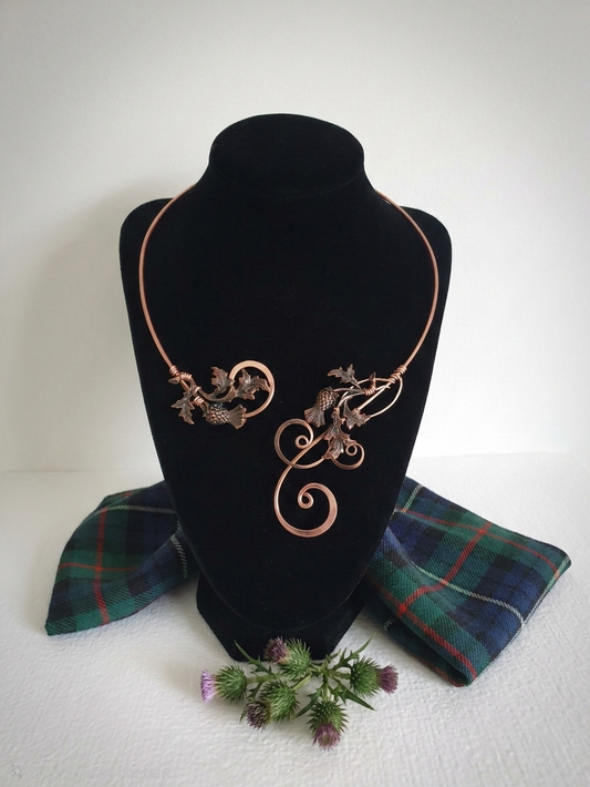 Handmade Copper Thistle Torc | Scottish Heritage Collar Necklace