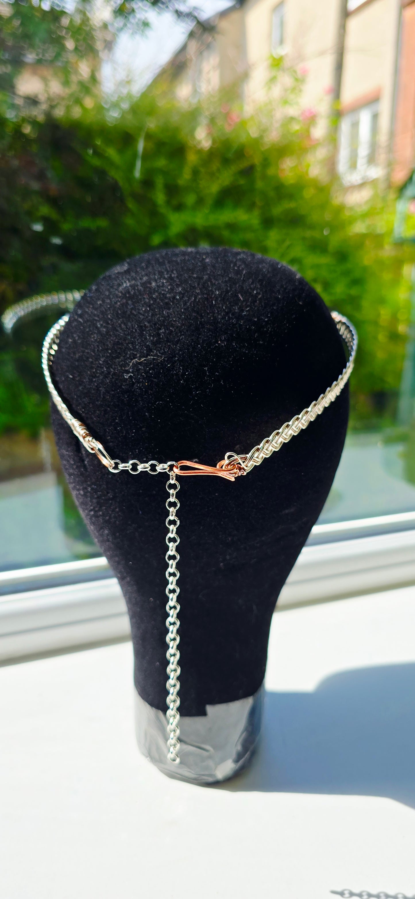 Handmade Celtic Crescent Moon Circlet Silver & Copper Wire Crown