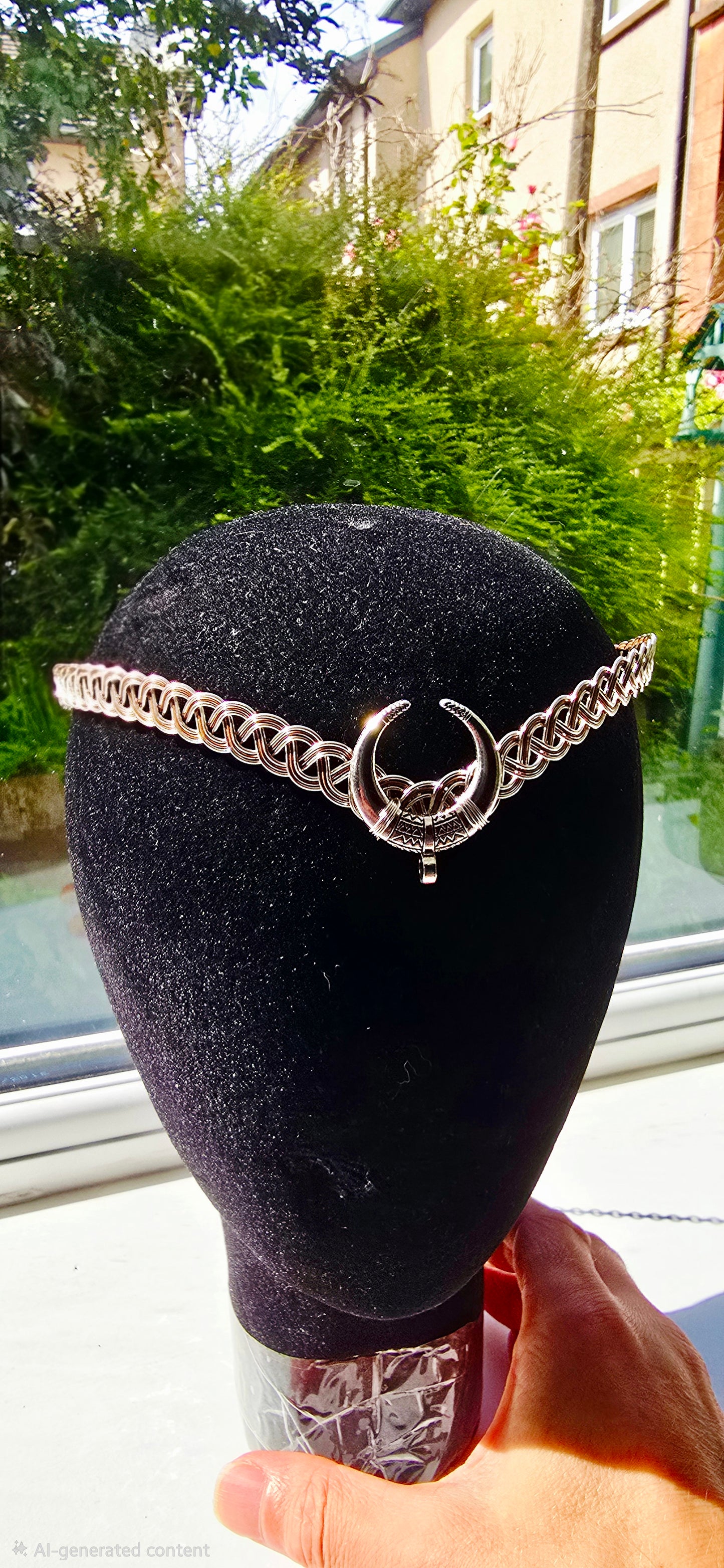 Handmade Celtic Crescent Moon Circlet Silver & Copper Wire Crown