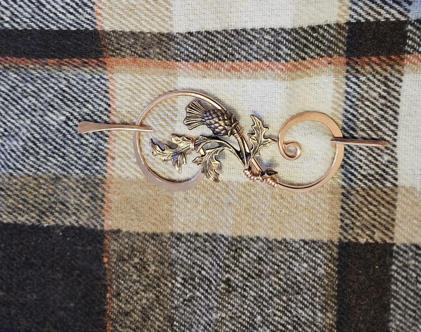 Copper Thistle Shawl Pin & Hair Slide | 7th Anniversary Gift