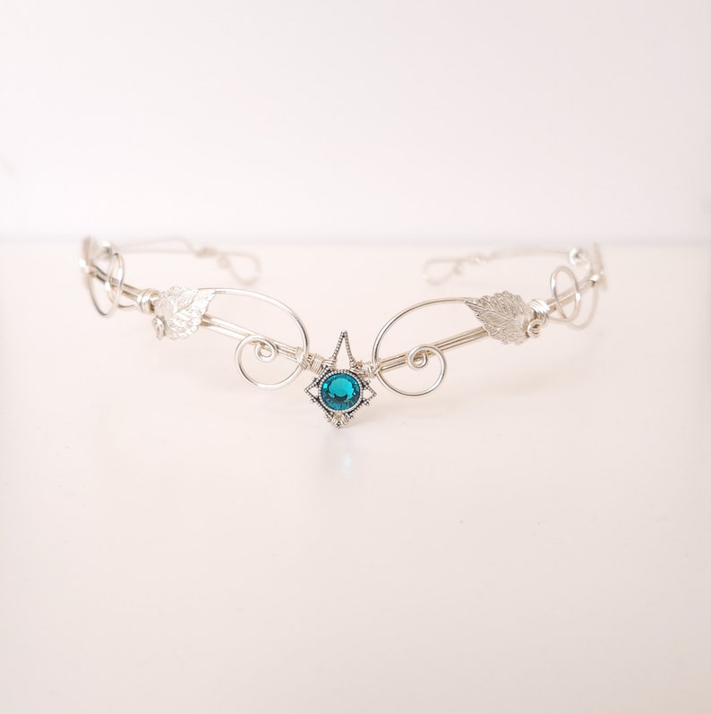Silver and aquamarine circlet
