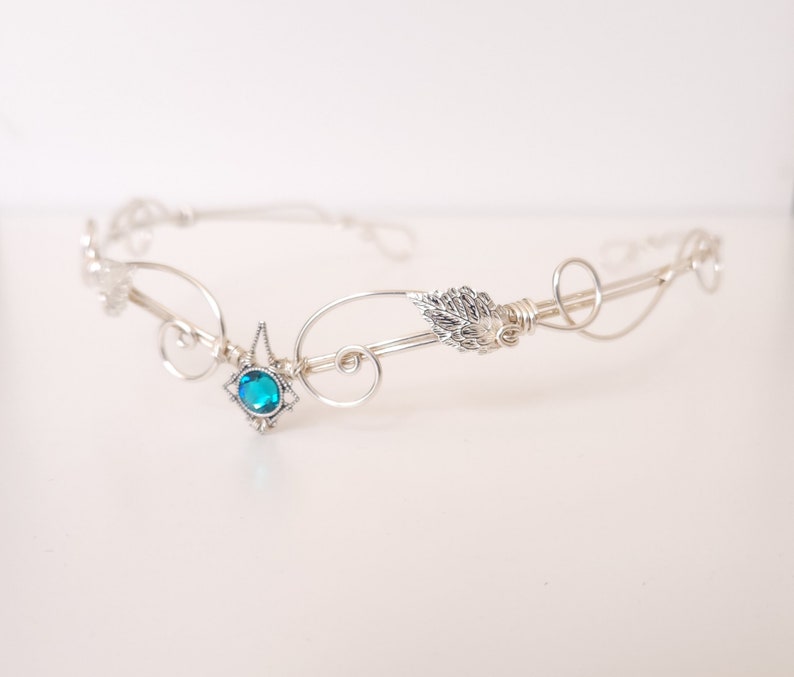 Silver and aquamarine circlet