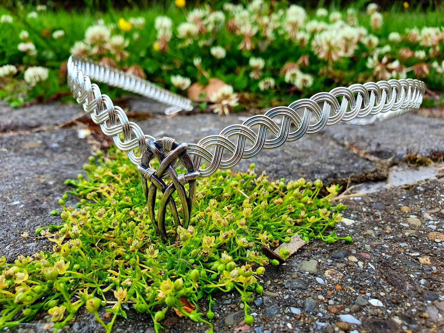 handmade elven tiara, celtic silver headpiece, medieval cosplay