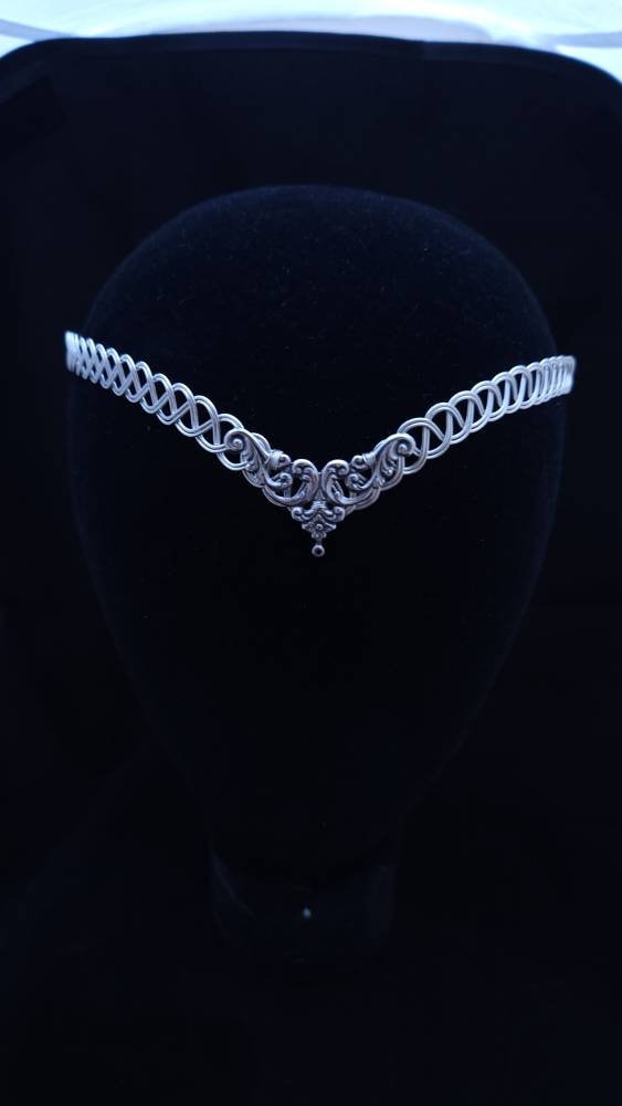Silver metal celtic weave circlet tiara headband
