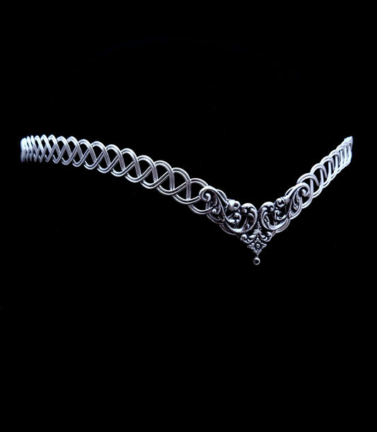 Silver metal celtic weave circlet tiara headband