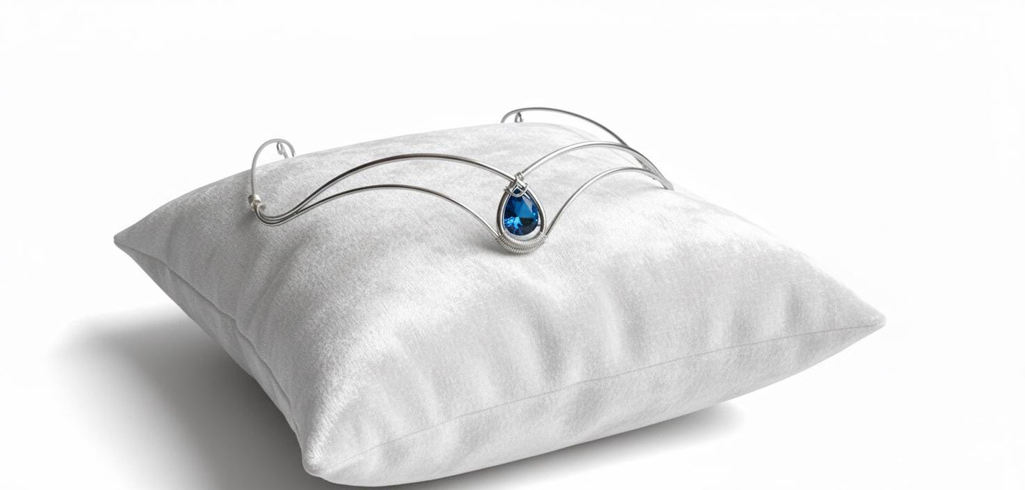 Medieval elven forehead crown with bermuda blue crystal