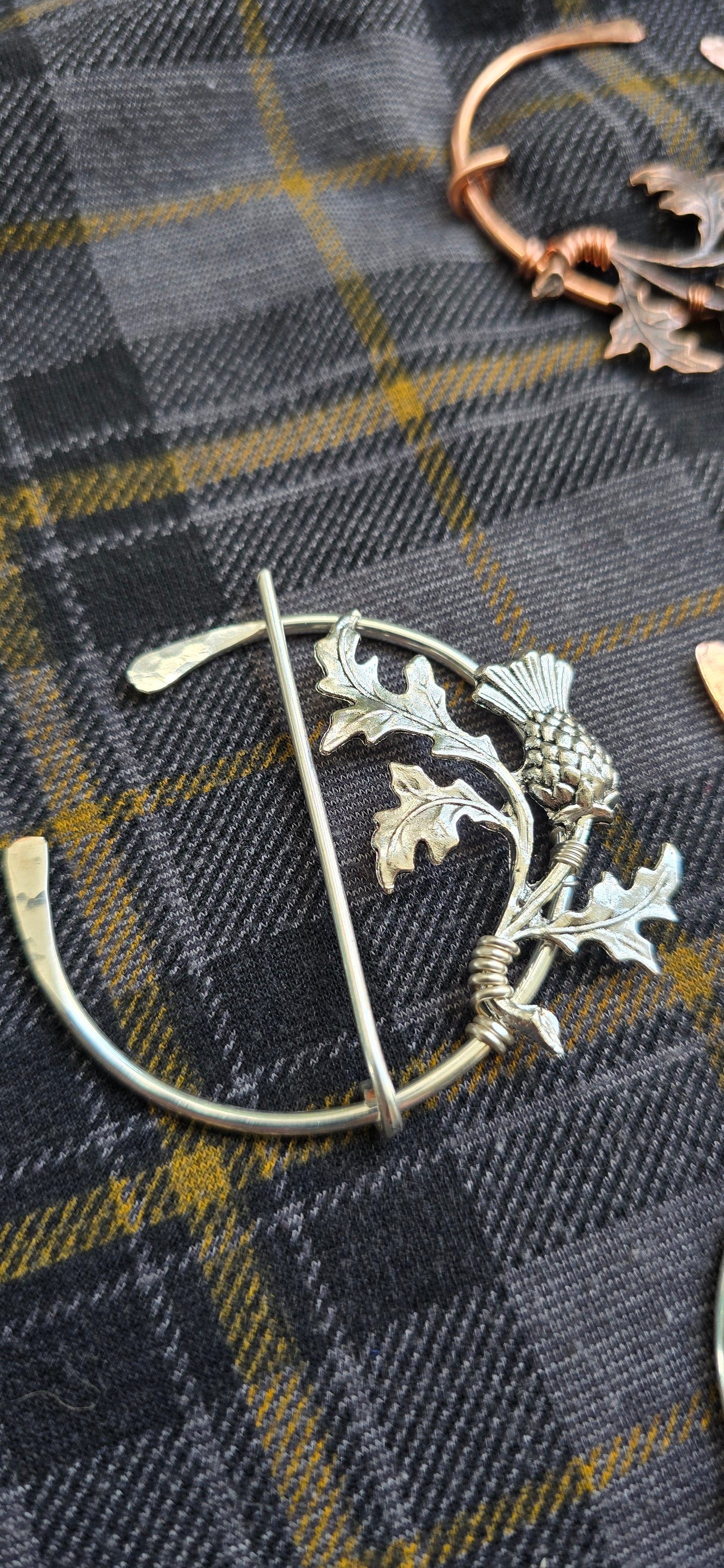 Handmade Silver Thistle Penannular Brooch | Scottish Cloak Pin Celtic Jewellery