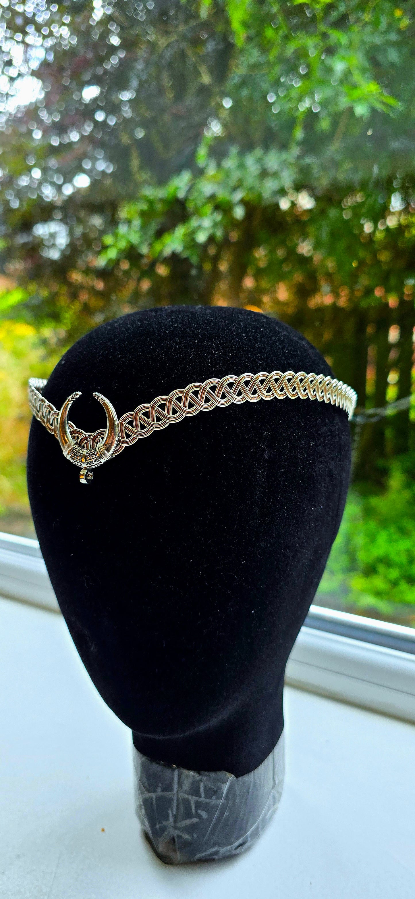 Handmade Celtic Crescent Moon Circlet Silver & Copper Wire Crown