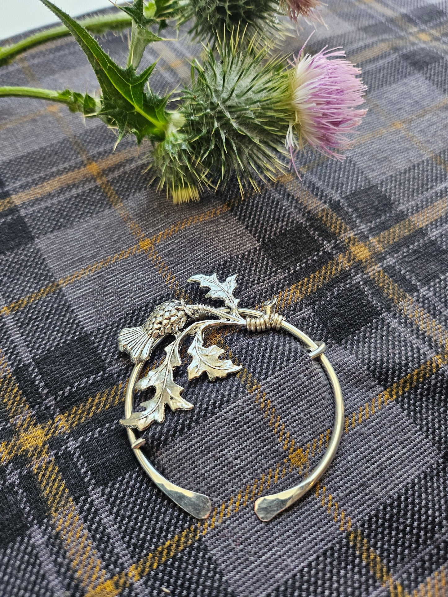 Handmade Silver Thistle Penannular Brooch | Scottish Cloak Pin Celtic Jewellery