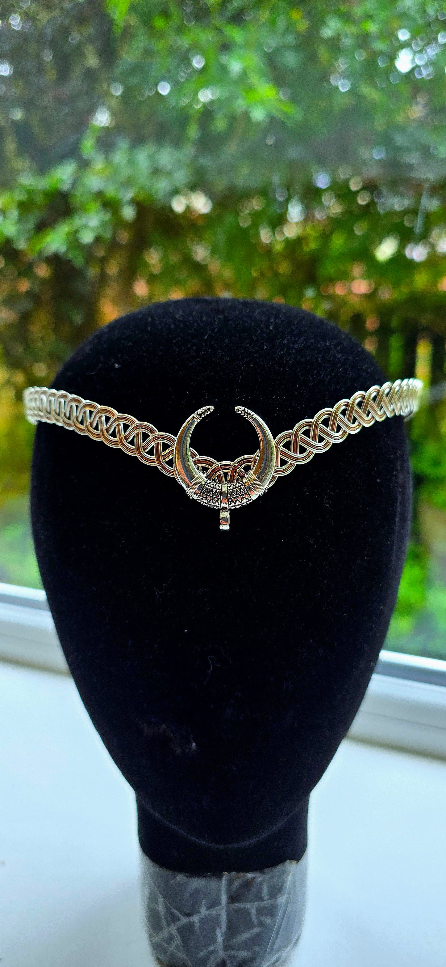 Handmade Celtic Crescent Moon Circlet Silver & Copper Wire Crown