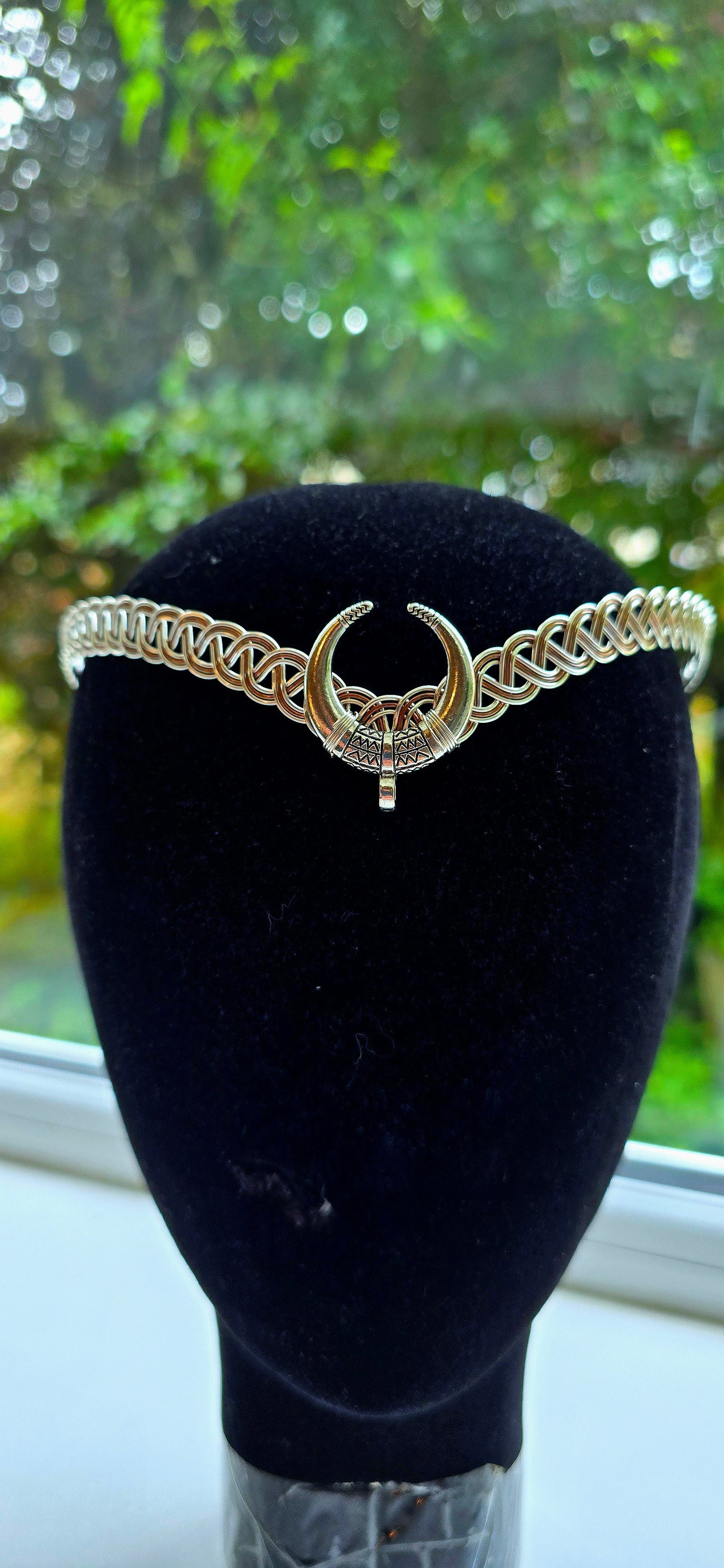 Handmade Celtic Crescent Moon Circlet Silver & Copper Wire Crown