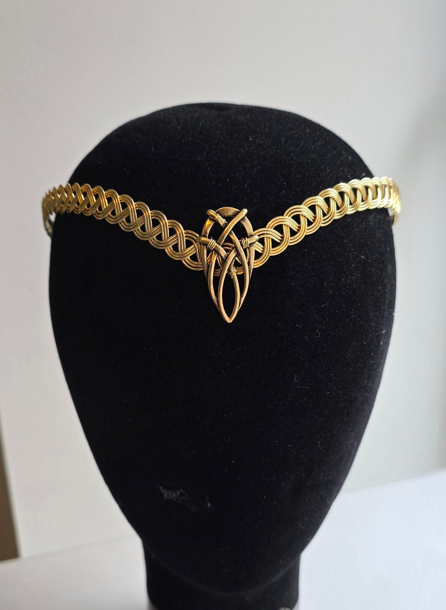 Antique Gold Celtic Handfasting Circlet | Elven V-Shape Tiara