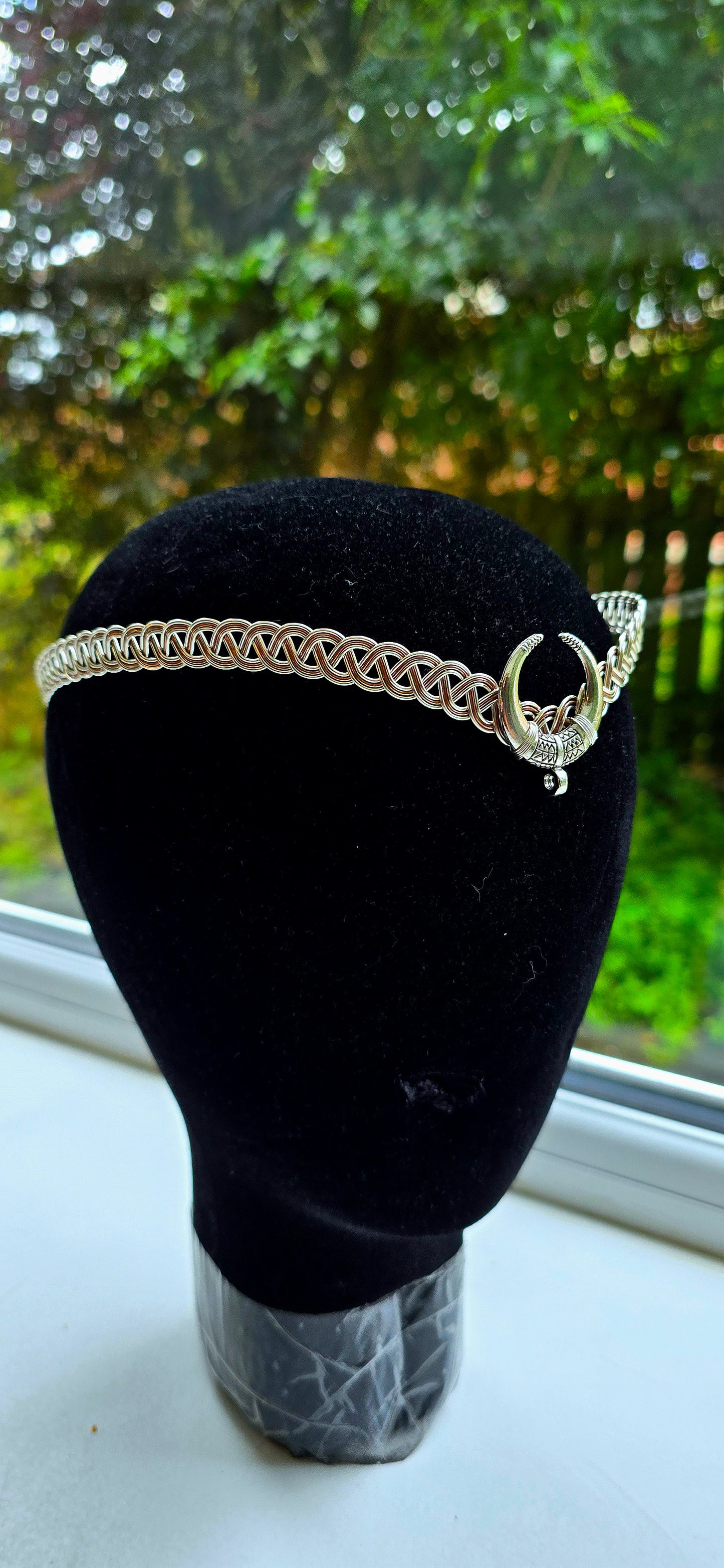Handmade Celtic Crescent Moon Circlet Silver & Copper Wire Crown