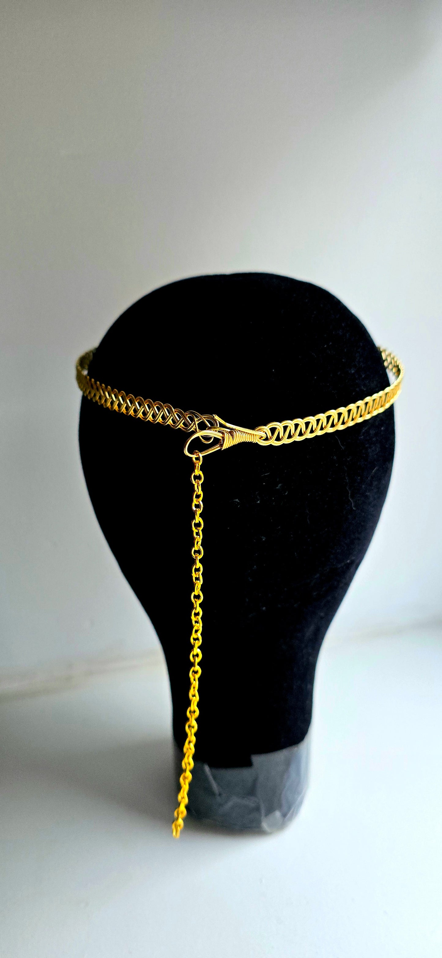 Gold Brass Celtic Weave Circlet – Elven Tiara with Faux Pearl Drop – Renaissance Faire & Fantasy Bridal Headpiece