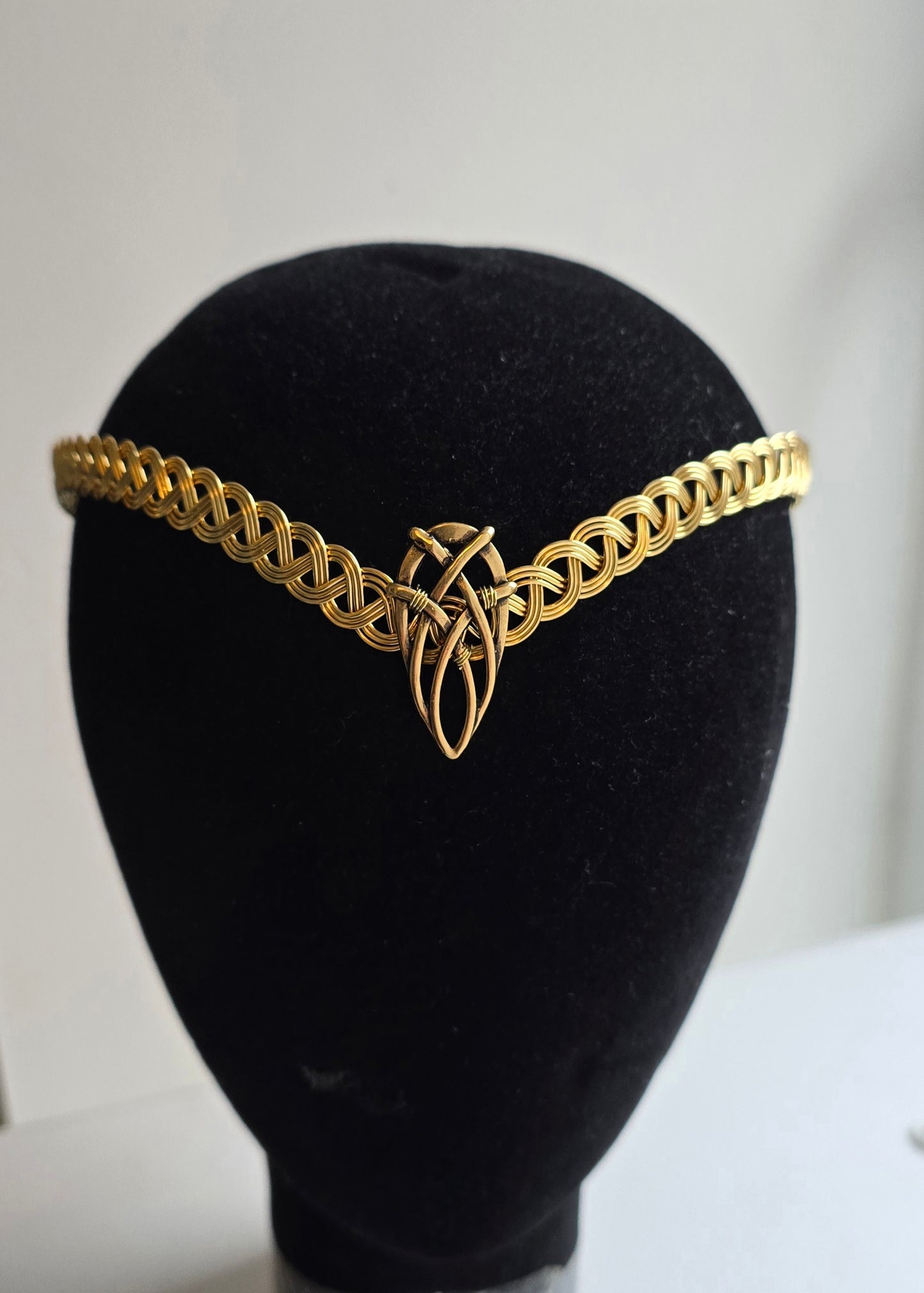 Antique Gold Celtic Handfasting Circlet | Elven V-Shape Tiara