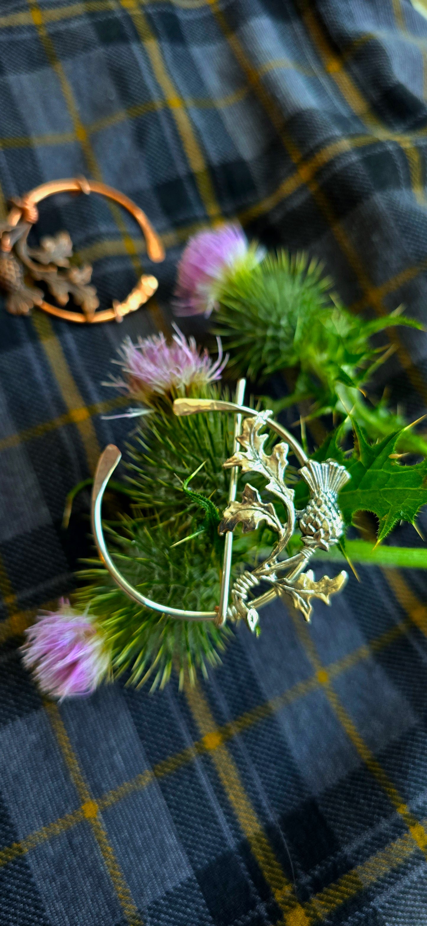 Handmade Silver Thistle Penannular Brooch | Scottish Cloak Pin Celtic Jewellery