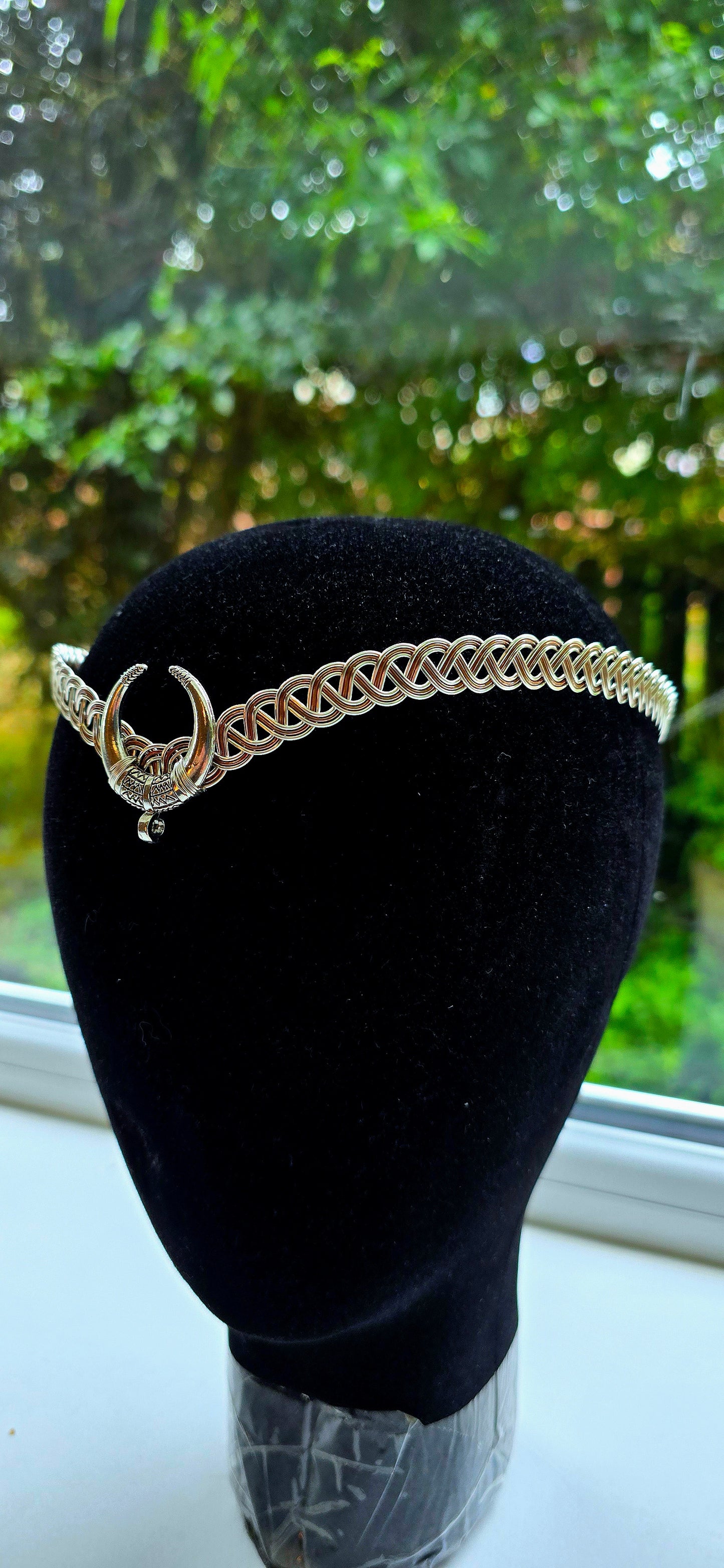 Handmade Celtic Crescent Moon Circlet Silver & Copper Wire Crown
