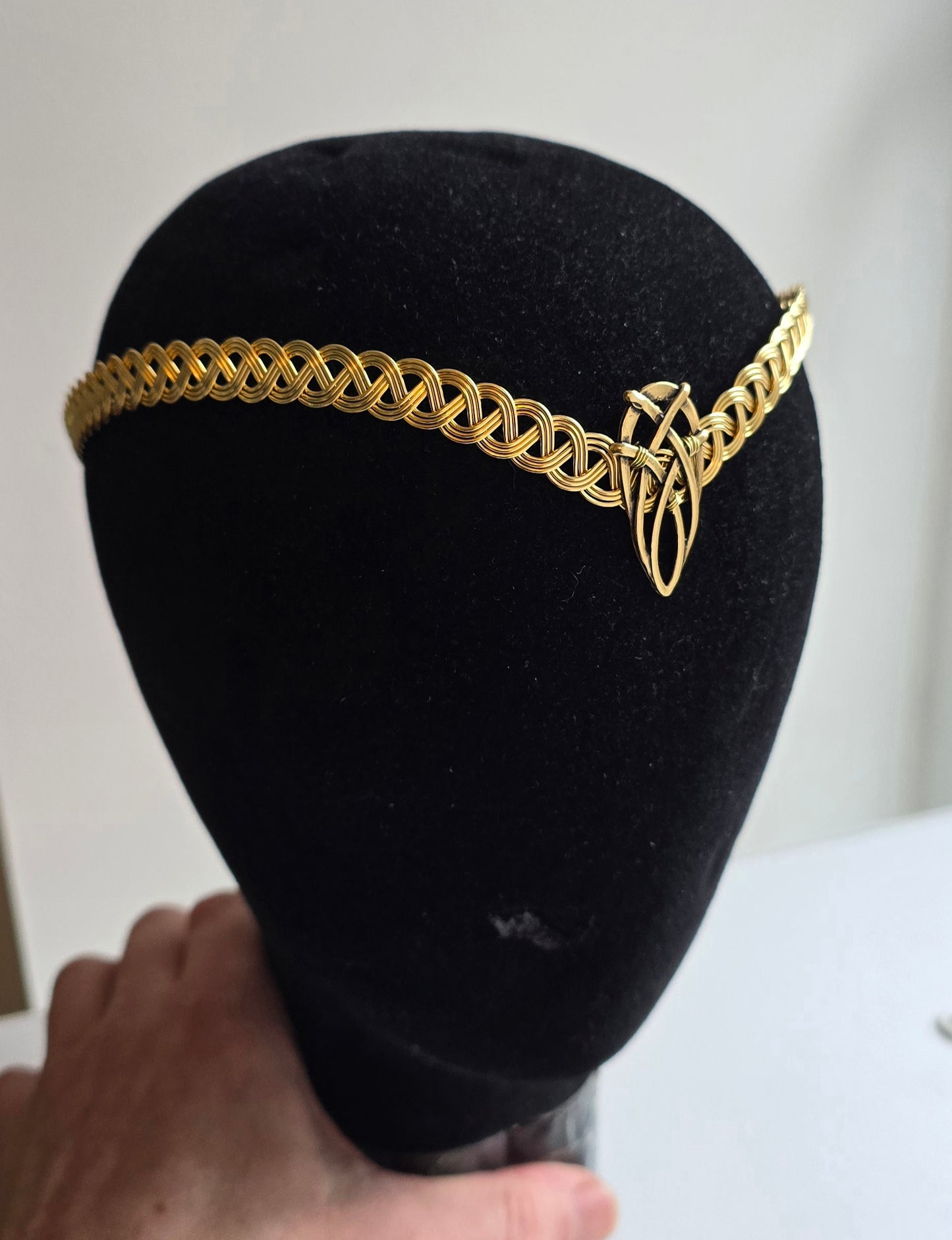 Antique Gold Celtic Handfasting Circlet | Elven V-Shape Tiara