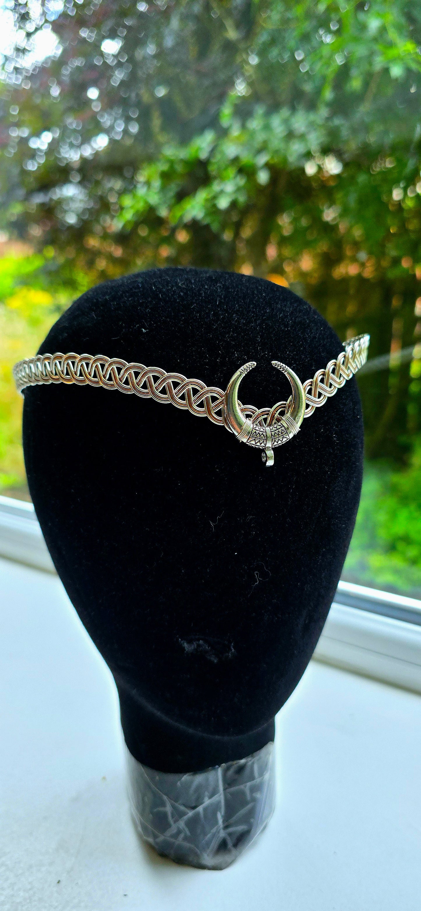 Handmade Celtic Crescent Moon Circlet Silver & Copper Wire Crown