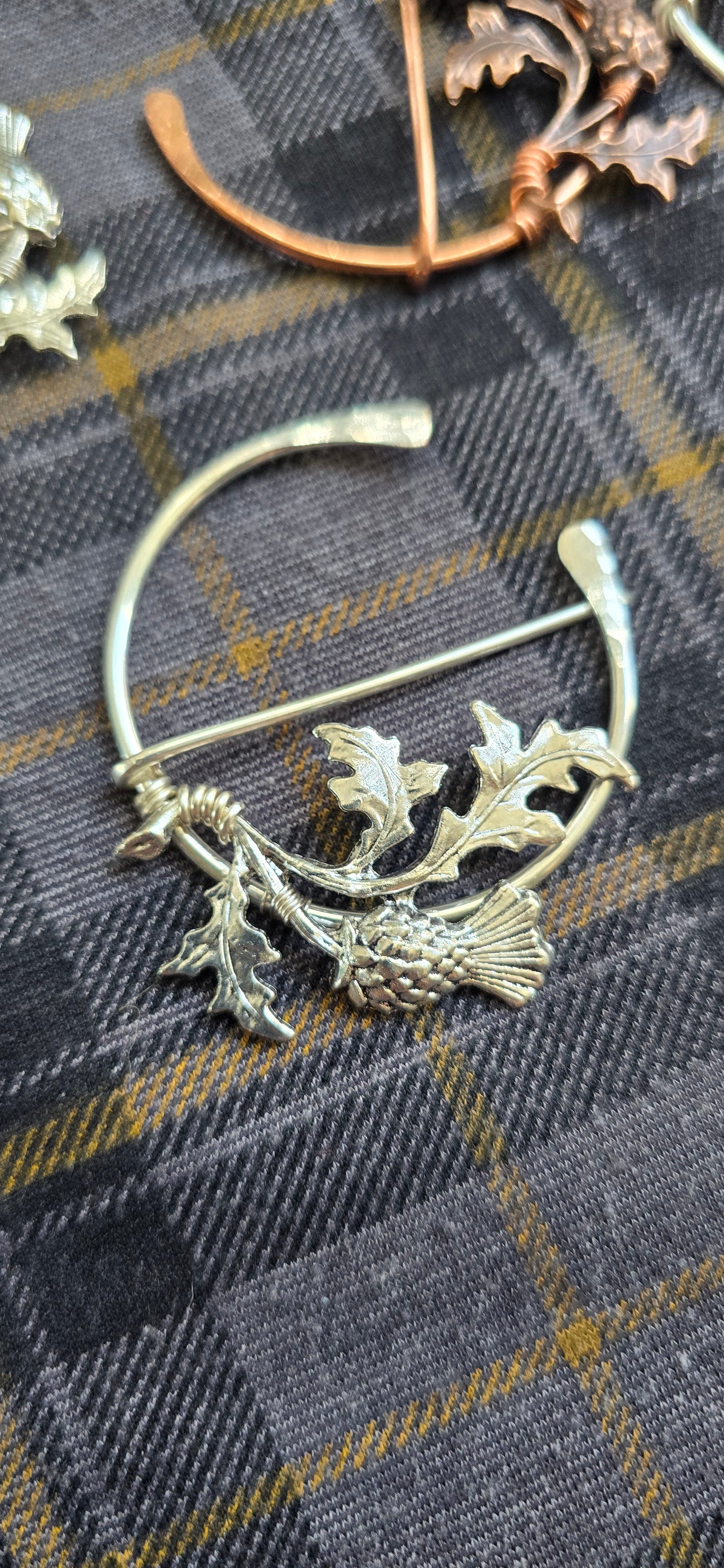 Handmade Silver Thistle Penannular Brooch | Scottish Cloak Pin Celtic Jewellery